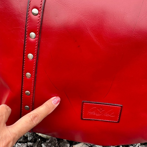 Patricia Nash NWT Distressed Leather “Benvenuto” Tote Bag – Lava Red Retail $299 - Picture 6 of 17